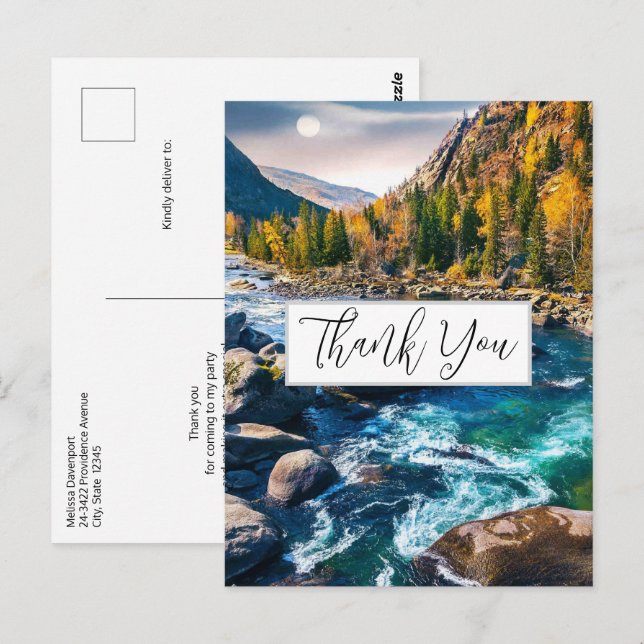 River and Mountains Scenic Photo Thank You Postcard (Front/Back)