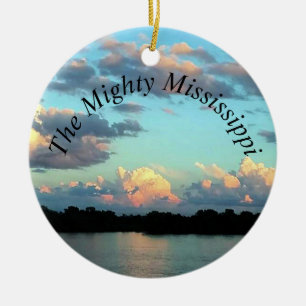 River at Sunset Mississippi River Ceramic Tree Decoration