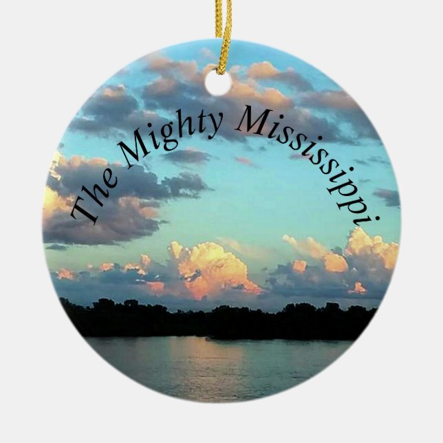 River at Sunset Mississippi River Ceramic Tree Decoration (Front)