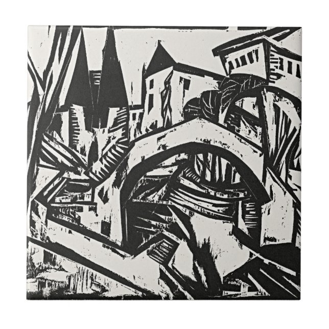 River Bank at Elisabeth by Ernst Ludwig Kirchner Tile (Front)