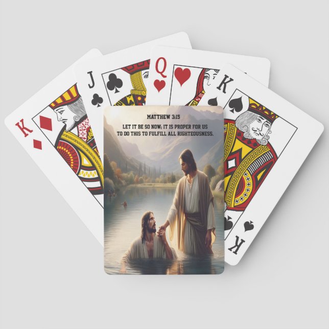 River Baptism Amid Snowy Mountain Peaks Playing Cards (Back)