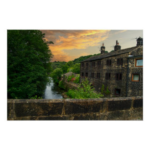 River Calder from Hawksclough Bridge Poster