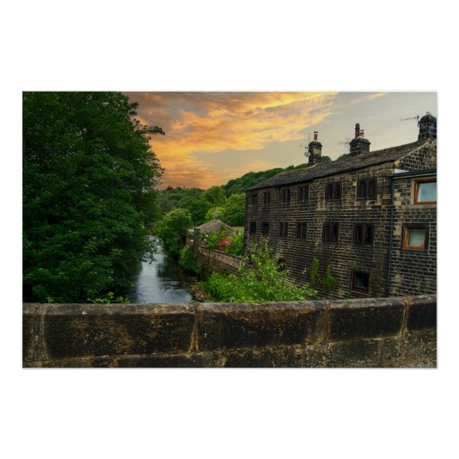 River Calder from Hawksclough Bridge Poster (Front)