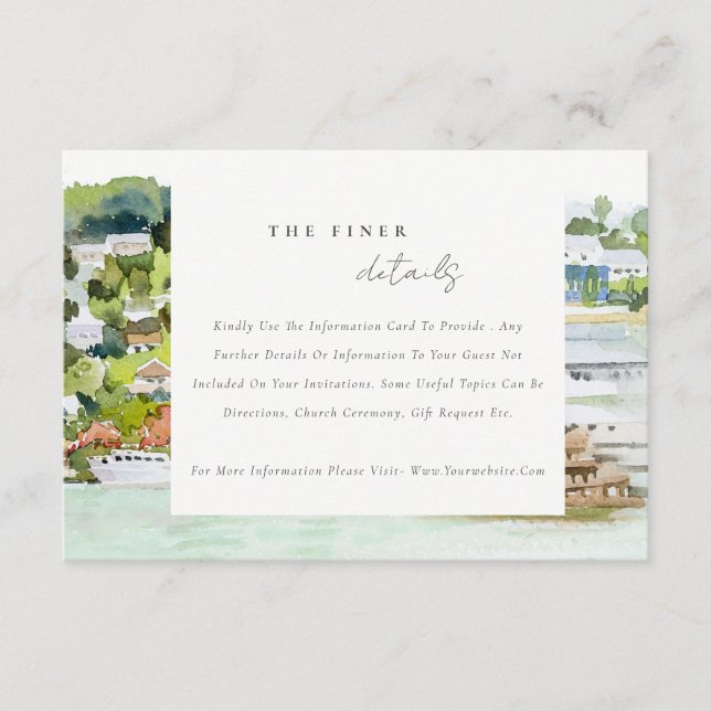 River Cruise Country Landscape Wedding Details Enclosure Card (Front)