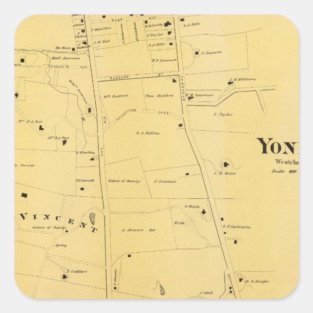 River Dale and Mt St Vincent Atlas Map Square Sticker (Front)