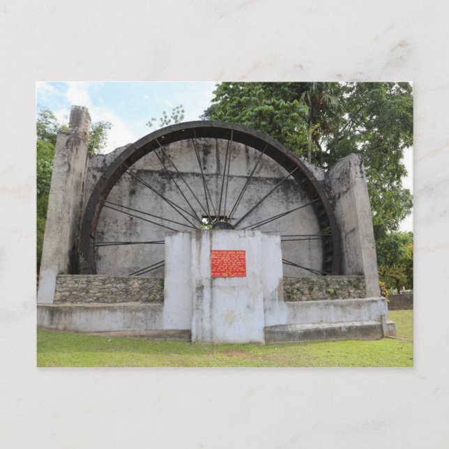 River Estate Water Wheel, Trinidad Postcard (Front)