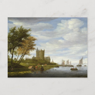 River Estuary with a castle Postcard