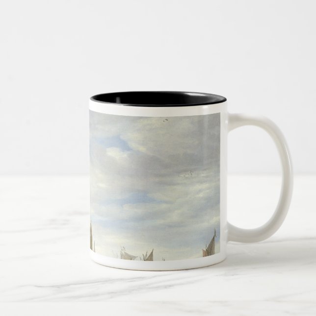 River Estuary with a castle Two-Tone Coffee Mug (Right)
