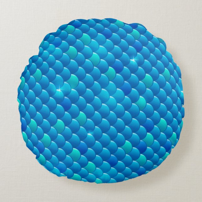 river fish scales round cushion (Front)