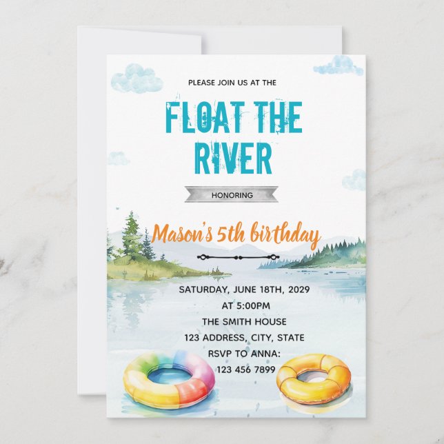 River float party invitation (Front)