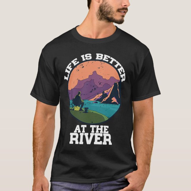 River Floating Quote Life Camping T-Shirt (Front)