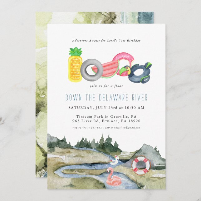 River Floating Tubing Party | Watercolor Floaties (Front/Back)