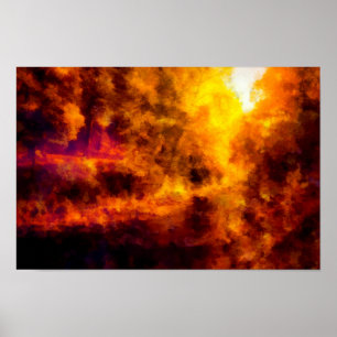 River flows through the colours of autumn Landscap Poster