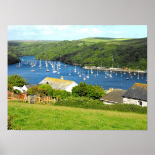 River Fowey and boats, Cornwall Poster