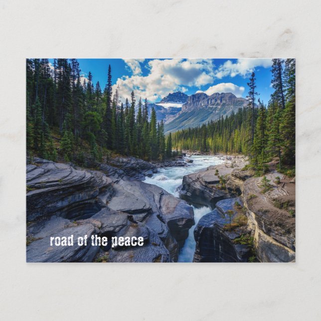 River - Green forest - Rock - Quote Mix Postcard (Front)