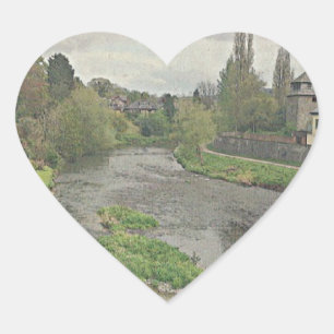 River Hafren in Newtown, Powys Heart Sticker
