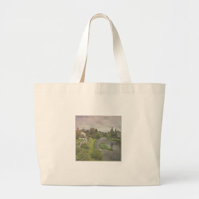 River Hafren in Newtown, Powys Large Tote Bag (Front)
