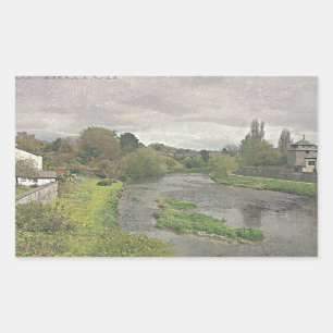 River Hafren in Newtown, Powys Rectangular Sticker