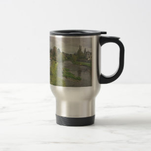 River Hafren in Newtown, Powys Travel Mug