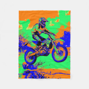 River Hopping - Motocross Rider  Fleece Blanket