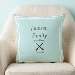 River House custom family name year established Cushion