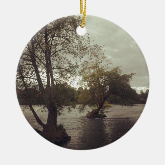 River in Eugene, OR Ceramic Tree Decoration (Front)