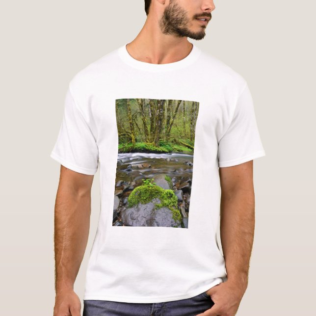 River in green forest, Oregon T-Shirt (Front)