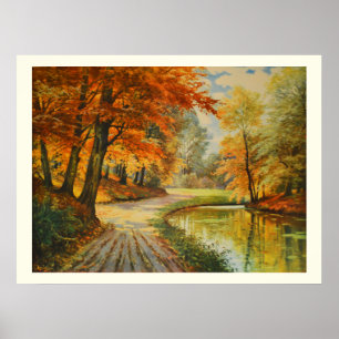 River in woodland poster