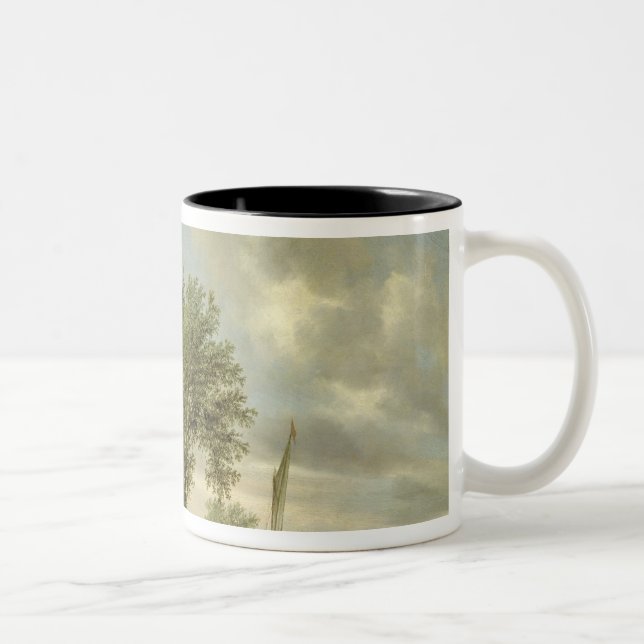 River Landscape, 1645 Two-Tone Coffee Mug (Right)