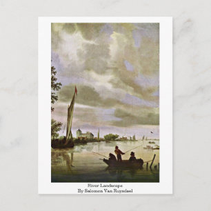 River Landscape By Salomon Van Ruysdael Postcard