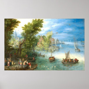 River Landscape - Jan Brueghel Fine Art Poster