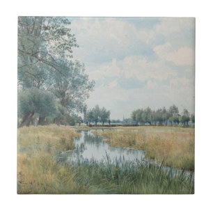 River Landscape near St. Ives, Huntingdonshire Tile