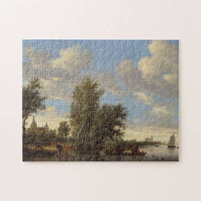 River Landscape with Ferry, 1649 (oil on canvas) Jigsaw Puzzle (Horizontal)