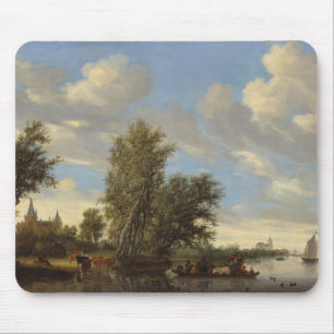 River Landscape with Ferry, 1649 (oil on canvas) Mouse Mat