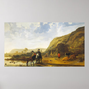 River landscape with riders Aelbert Cuyp  Poster