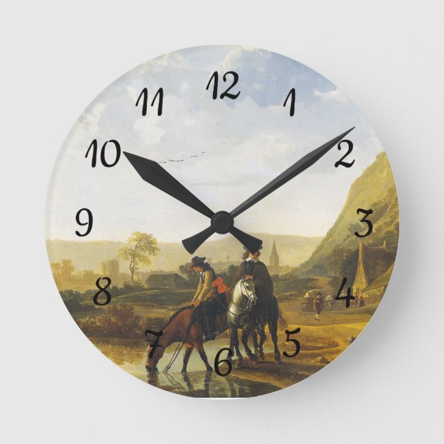 River landscape with riders Aelbert Cuyp   Round C Clock (Front)