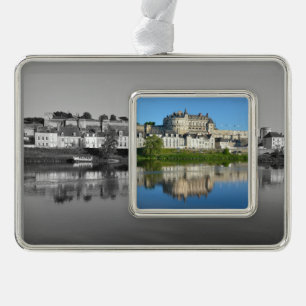 River Loire at Amboise in France Postcard Square S Silver Plated Framed Ornament