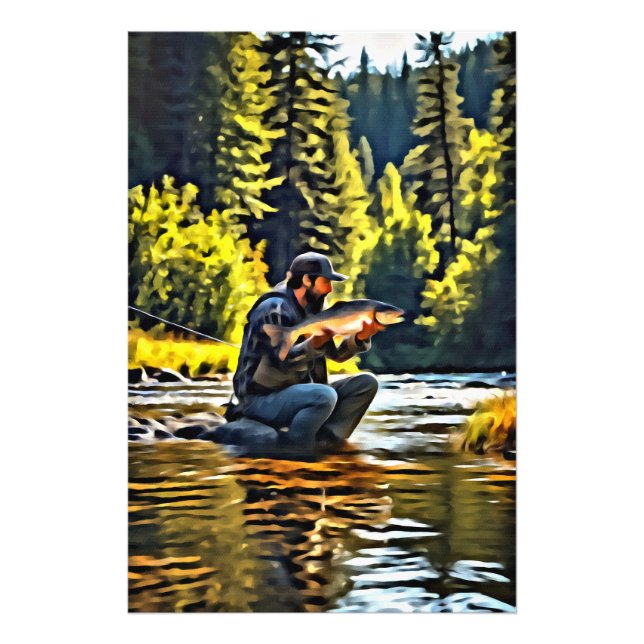 *~* River Man Fishing Stream Nature AP49 Photo Print (Front)