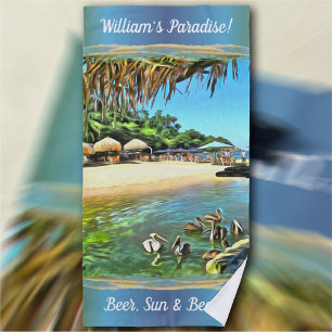 River Meets Ocean Paradise & Beer 0330 Beach Towel