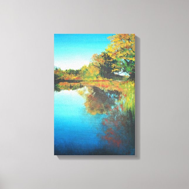 River Michigan Fall Painting Canvas Print (Front)