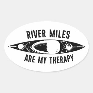 River Miles Are My Therapy Kayaking Oval Sticker