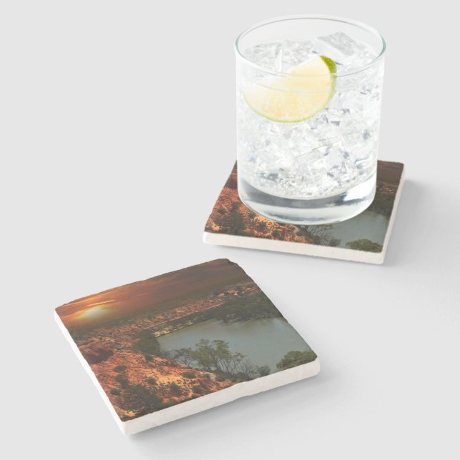 River Murray Australia Sunset, Stone Coaster (Side)