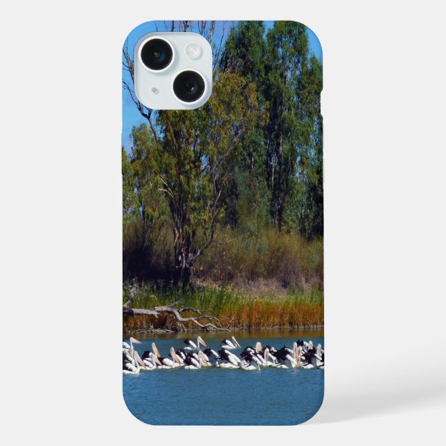 "River Murray's Fishermen: A Pelican Gathering" iPhone Case (Back)