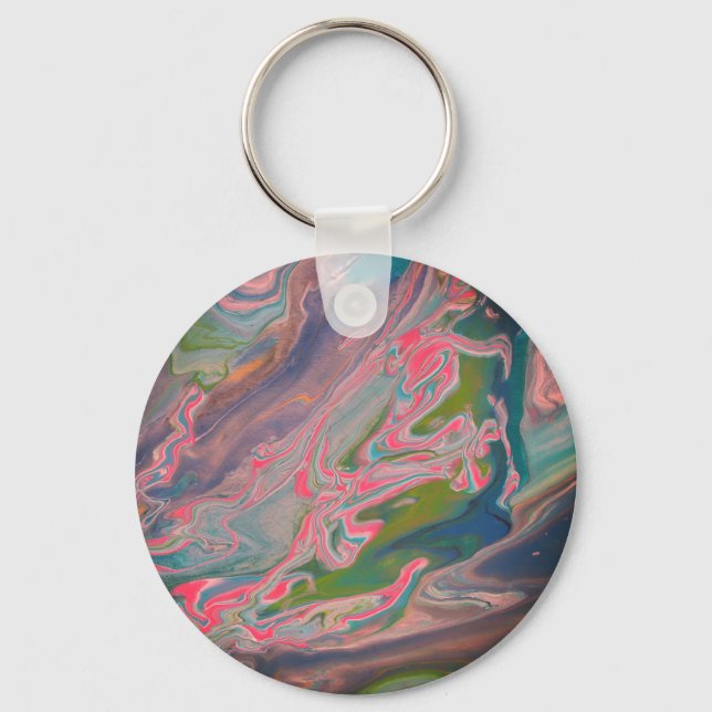 River of Colours Flow Paint Art Key Ring (Front)