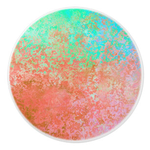 River of Fire Orange Alcohol Ink Abstract Ceramic Knob