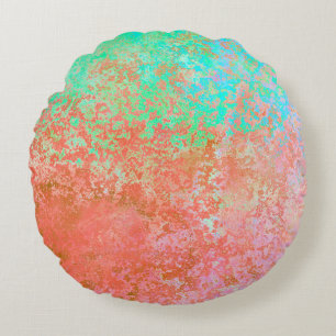 River of Fire Orange Alcohol Ink Abstract Round Cushion