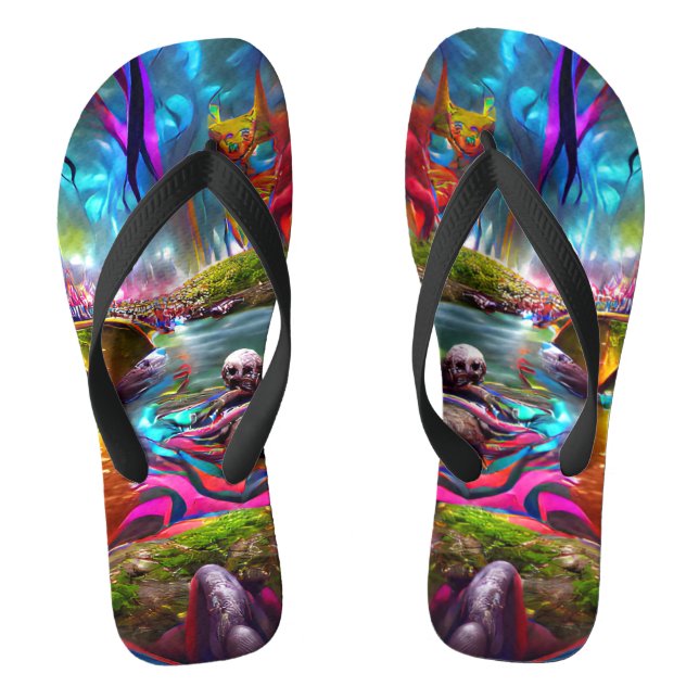 River of Souls Timewarp Custom Created Flip Flops (Footbed)