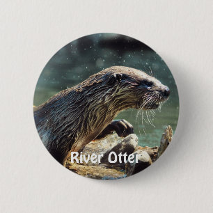 River Otter Animal-lover's Wildlife Photo 6 Cm Round Badge
