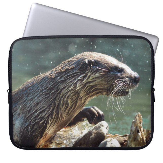 River Otter Animal-lover's Wildlife Photo Laptop Sleeve (Front)