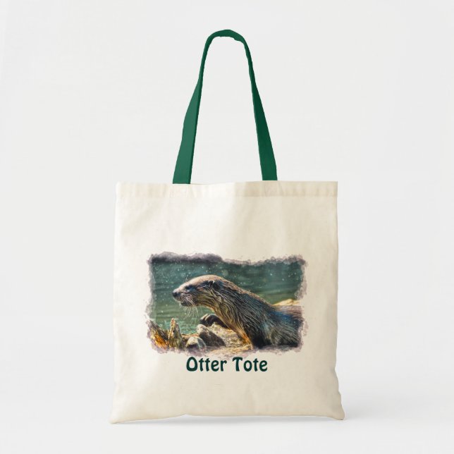 River Otter Animal-lover's Wildlife Photo Tote Bag (Front)